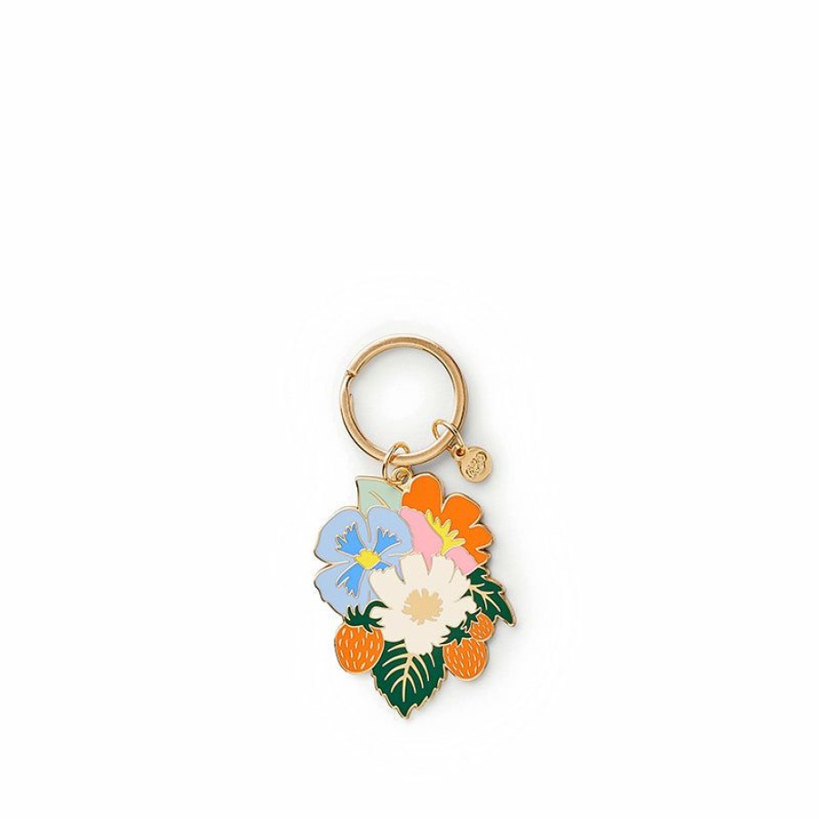 Keyrings * | Rifle Paper Co. | Strawberry Fields Enamel Keychain Default