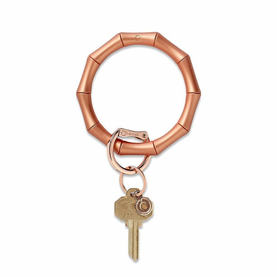 Keyrings * | O-Venture | Big O Key Ring Rose Gold Bamboo