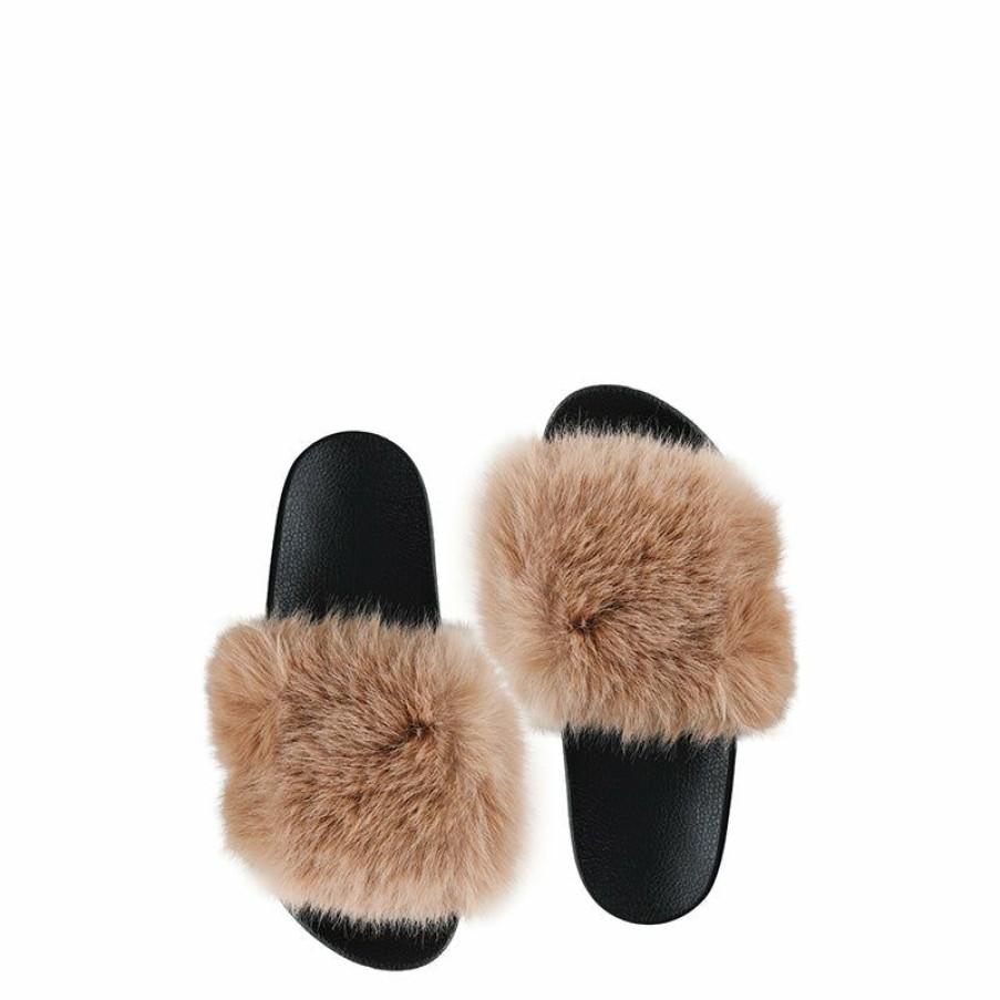 Apparel * | Fabulous Furs | Faux Fur-Trimmed Slides