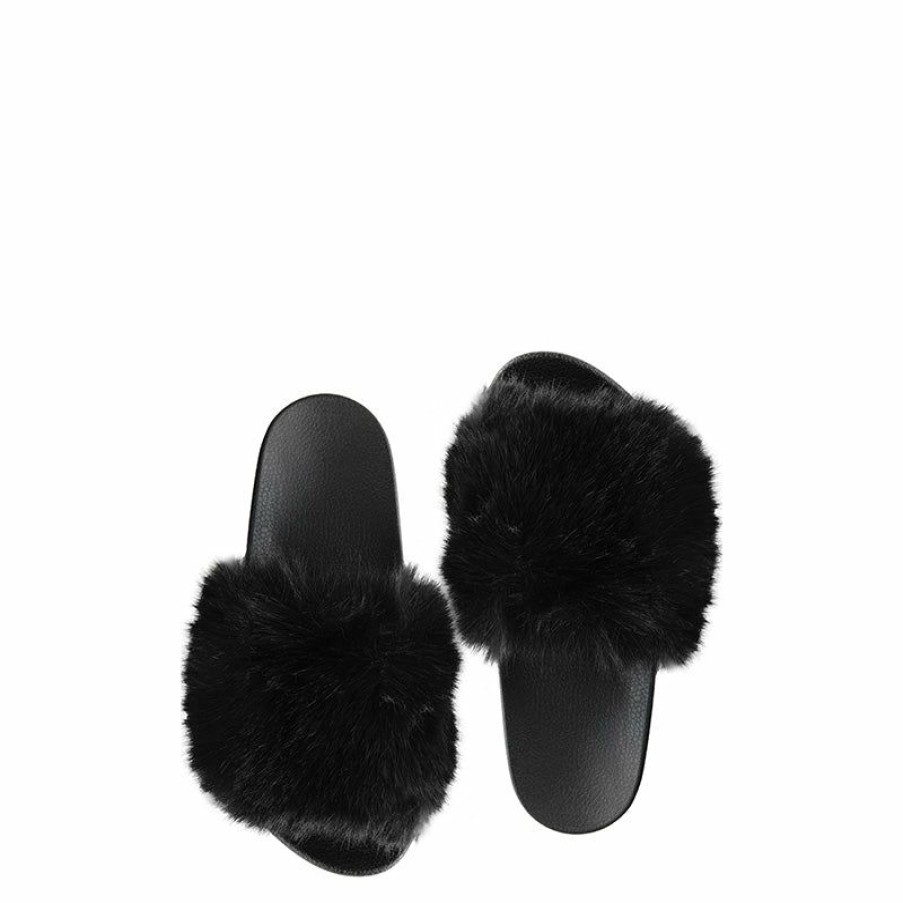 Apparel * | Fabulous Furs | Faux Fur-Trimmed Slides