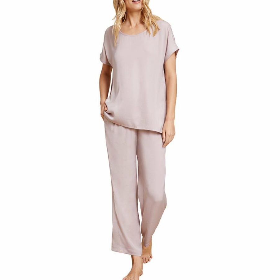 Apparel * | Barefoot Dreams | Washed Satin Tee & Cropped Pant Set