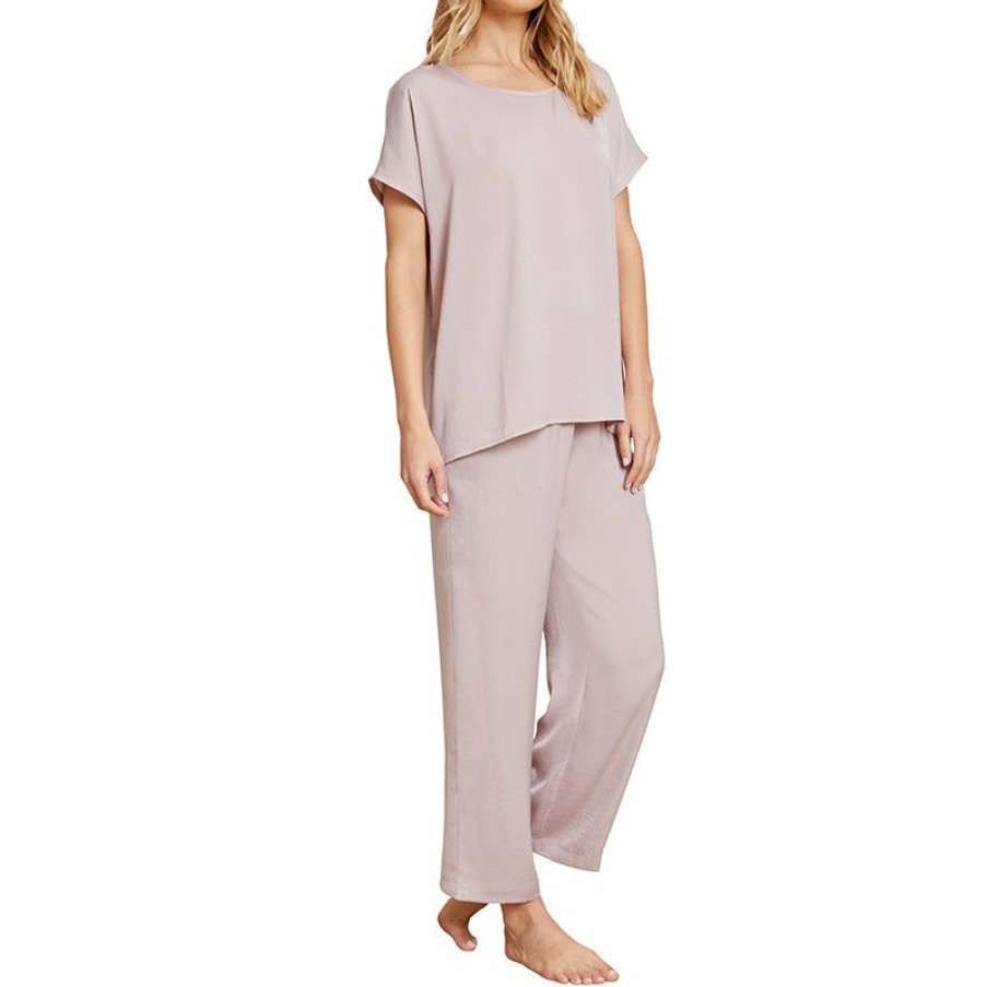 Apparel * | Barefoot Dreams | Washed Satin Tee & Cropped Pant Set